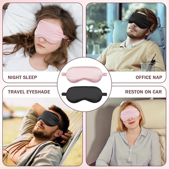 Amrules Sleep Mask Set of 2, Adjustable Silk Eye Mask - Image 5