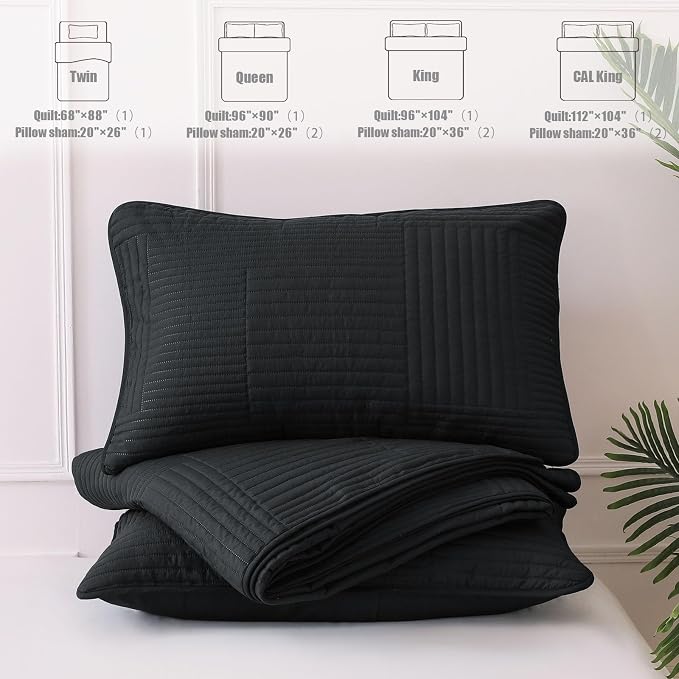 Whale Flotilla Ultra Soft Twin Quilt Bedding Set, Lightweight Microfiber Black - Image 7