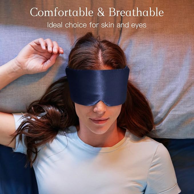 100% Natural Silk Eye Mask for Women Men, Soft Pressureless Cooling Blackout - Image 2