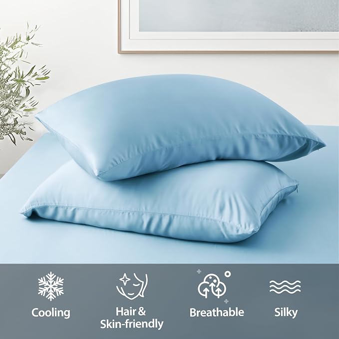 2 Pack Cooling Pillow Cases, Viscose Derived from Bamboo Pillow Protectors - Image 3