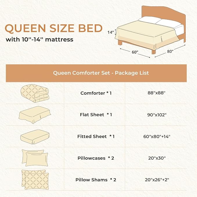 Sasttie Queen Comforter Set, 7-Piece Bed in a Bag, Pintuck Bedding Sets - Image 7