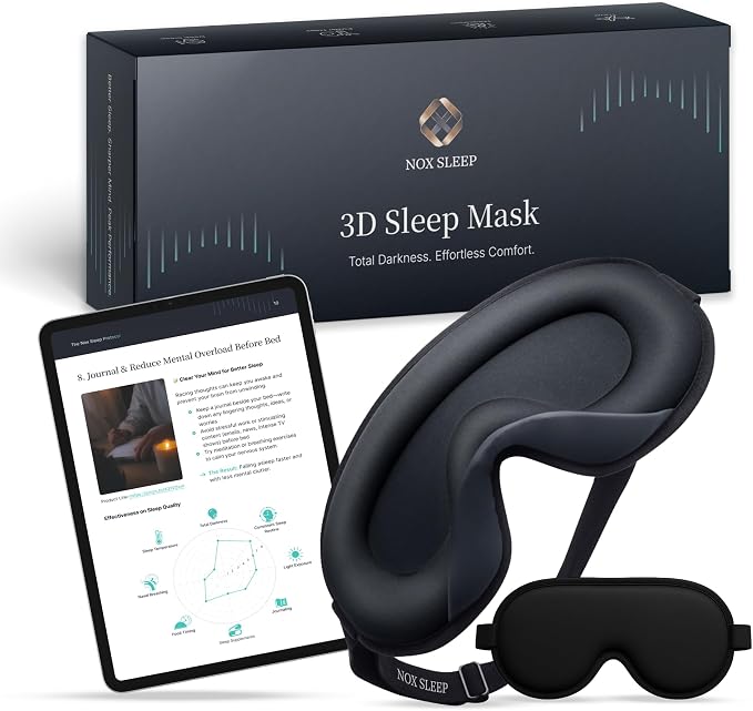 Nox Sleep 3D Sleep Mask for Men, 100% Blackout Eye Mask for Sleep, Ice Silk by NOXSLEEP