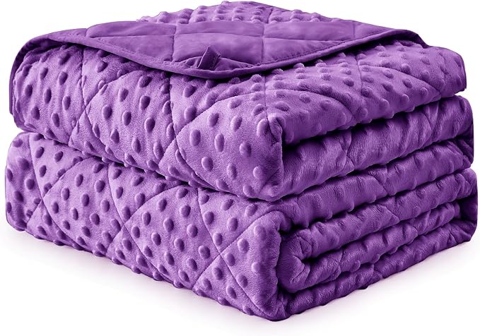 Purple Weighted Blanket Kids 7lbs, Breathable Cooling Minky Heavy Throw Blanket - Image 9