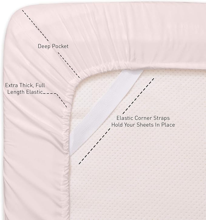 Queen Fitted Sheet Only with Full Elastic & Built in Corner Sheet Straps to - Image 2
