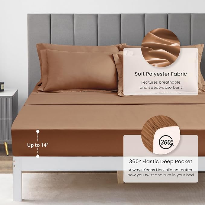 Love's cabin Full Comforter Set Mocha Mousse, 7 Pieces Full Bed in a Bag - Image 6