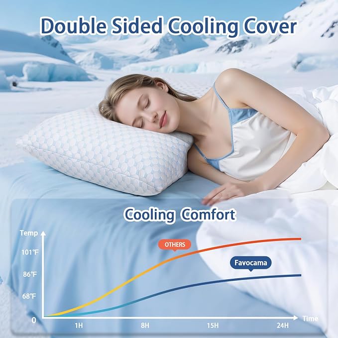 Favocama Cooling Pillow for Sleeping, Shredded Memory Foam Pillows Standard - Image 2
