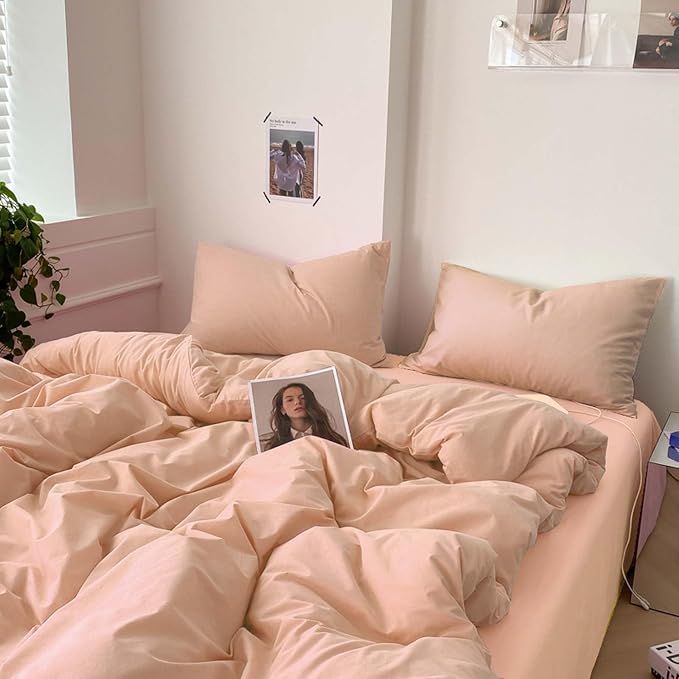 Nanko Peach Coral King Size Comforter Set, Soft Microfiber Down Alternative by NANKO