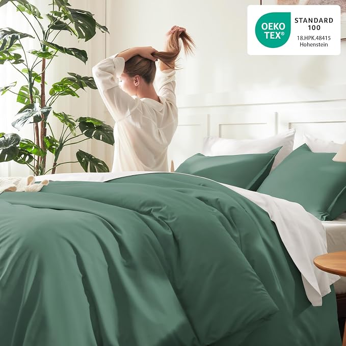 Litanika Comforters King Size Haze Green, 3 Pieces Lightweight Solid Bedding - Image 4