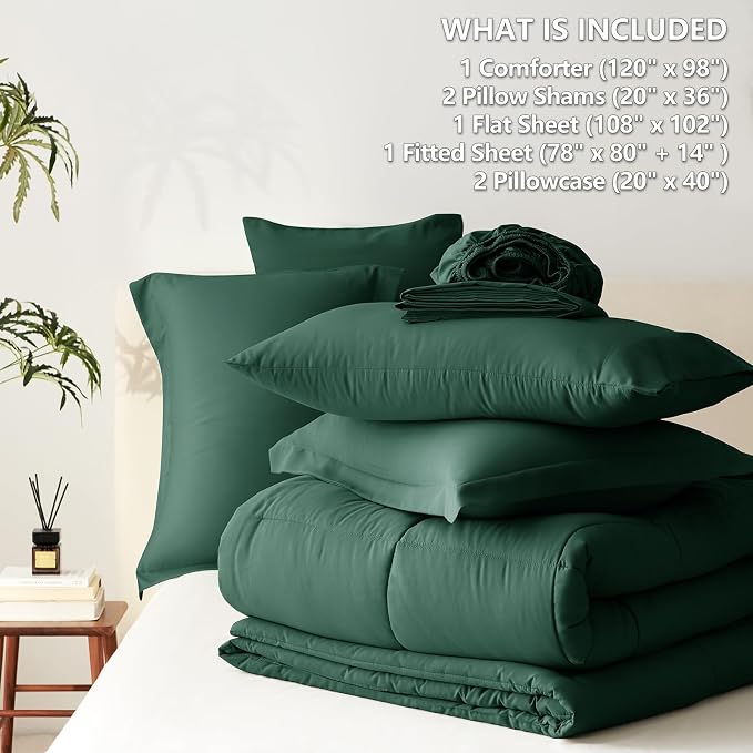 CozyLux Oversized King Comforter Sets Emerald Green, 7 Pieces Bed in a Bag - Image 7