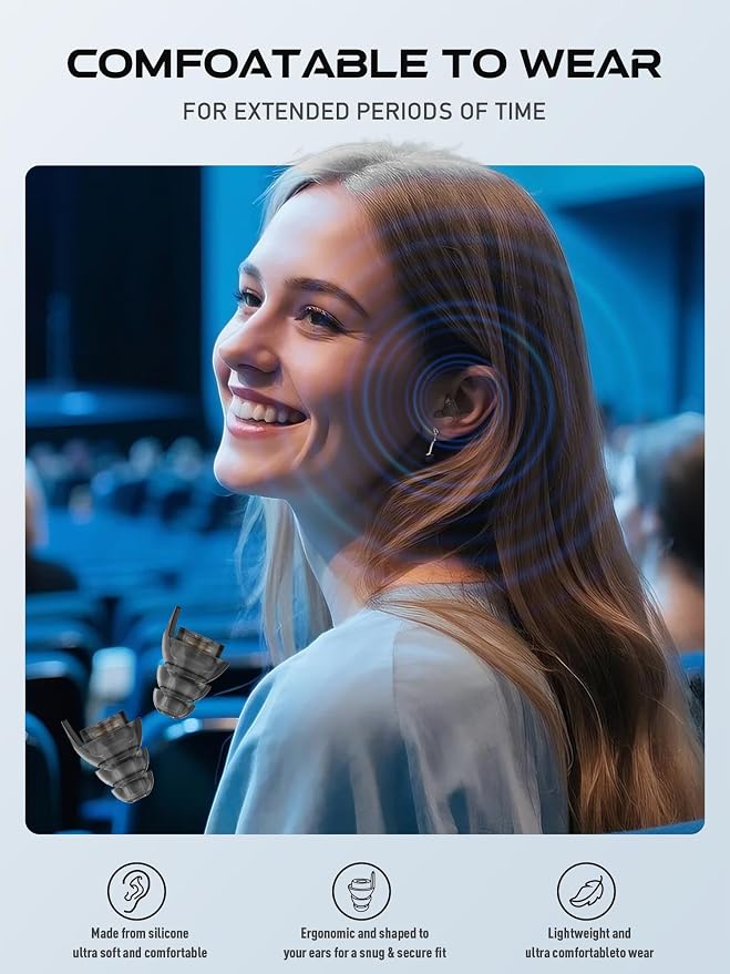 Hearprotek Silicone Concert Ear Plugs, 2 Pairs Reusable High Fidelity Earplugs - Image 4