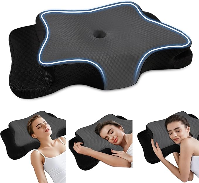 Pain Relief Cervical Pillow for Neck Support, Adjustable Ergonomic Pillow Cozy by QIUBABYO