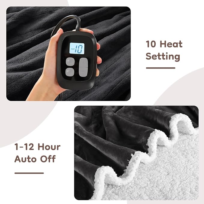 LaffyLo Electric Heated Blanket Twin Size 62 x 84, Fast Heating Blanket - Image 3