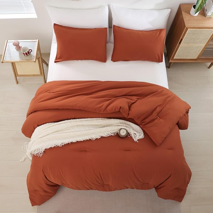 ROSGONIA Oversized King Comforter Burnt Orange - Image 5