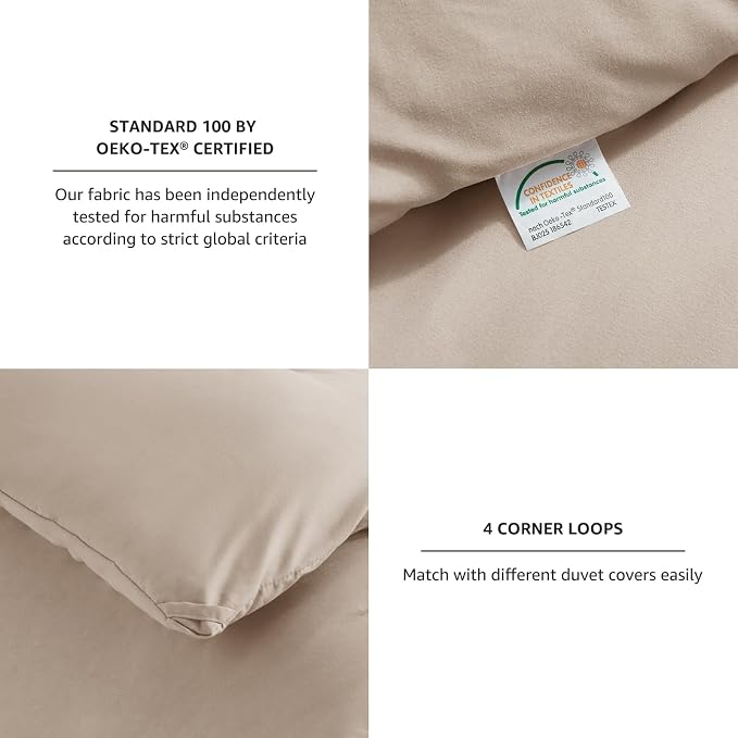CozyLux Queen Comforter Set Wheat, 3 Pieces Solid Comforters Queen Size - Image 4