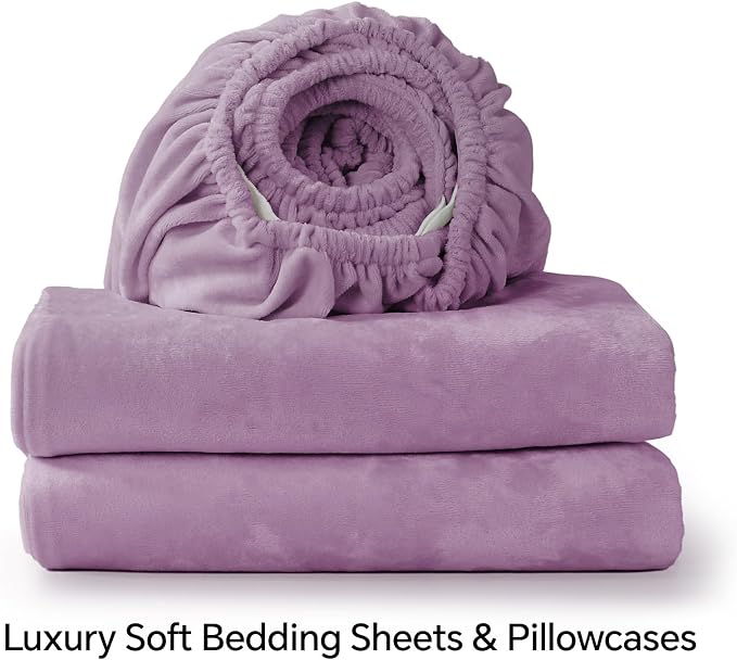 BEDELITE Velvet Fitted Sheet and Pillowcases Set, Luxury Soft Fuzzy Bottom Sheet - Image 8