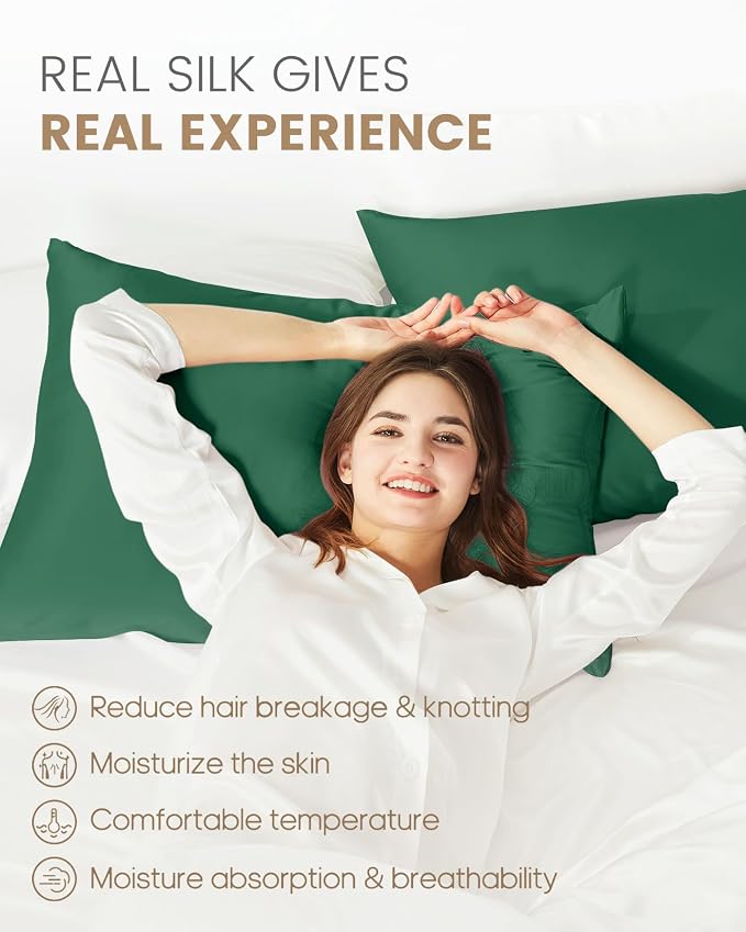 THXSILK Set of 2 100% Pure Mulberry Silk Pillowcase - Image 3