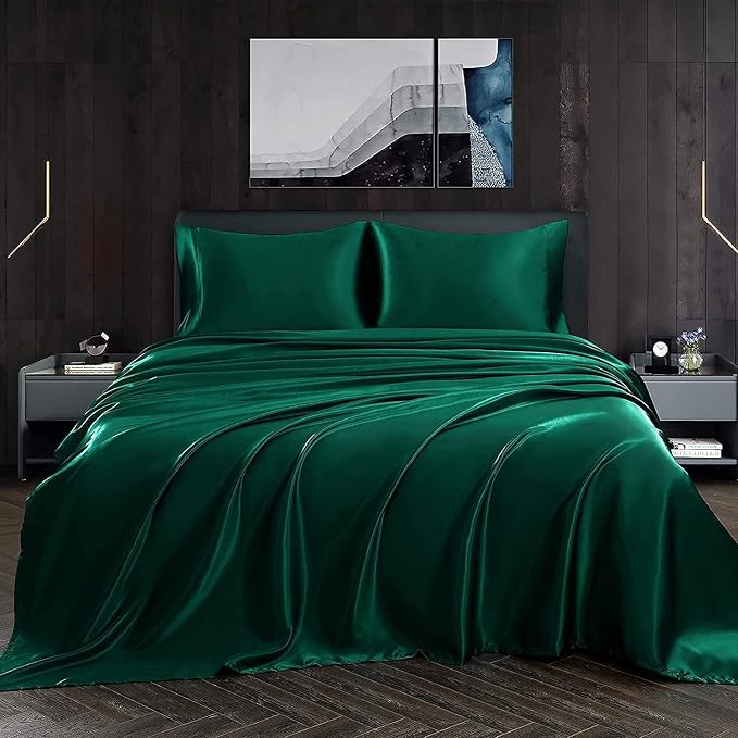 Homiest Blackish Green Satin Luxury Soft Top & Bed Sheet - Image 4