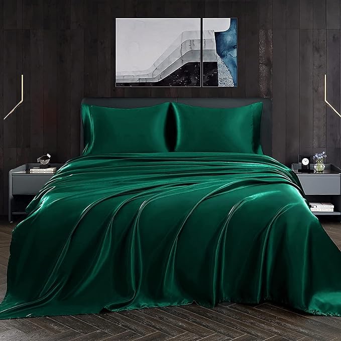 Homiest Blackish Green Satin Flat Sheet - Image 4