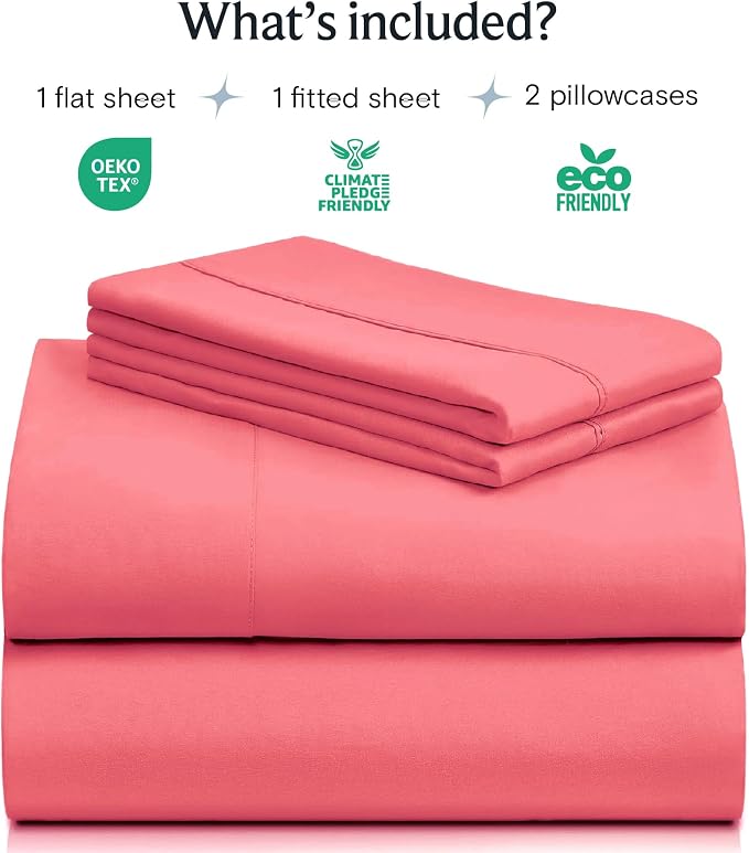 LuxClub 4 PC Sheet Set Bed Sheets Deep Pockets 16" Eco Friendly Wrinkle Free - Image 2