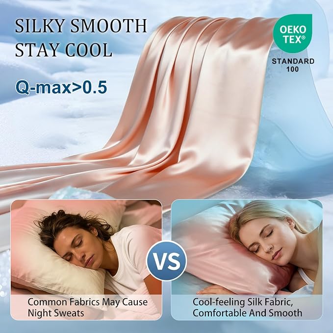 Cooling Pillowcases Set of 2 for Hot Sleeper, Night Sweats Beauty Sleep Reduces - Image 2