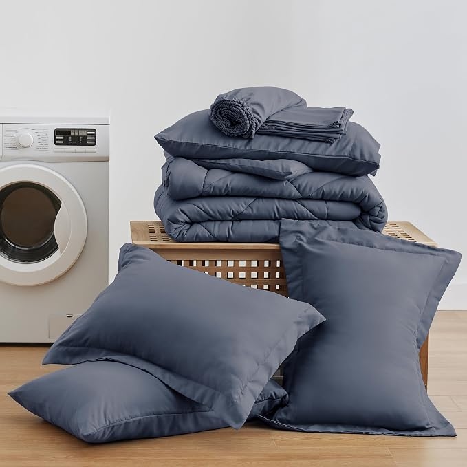 Love's cabin Full Comforter Set Navy Blue, 7 Pieces Full Bed in a Bag, All - Image 6