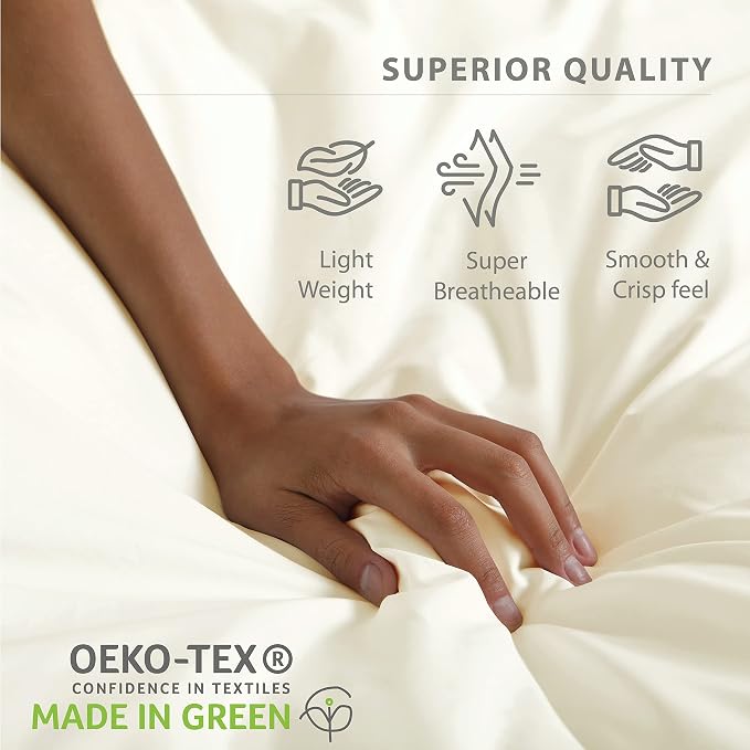 Linen Home 100% Cotton Percale Sheets Twin Size, Deep Pocket, 3 Pieces Set - Image 7