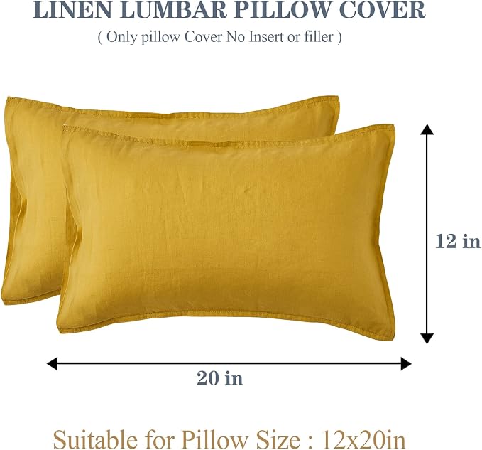 Simple&Opulence 100% Linen Lumbar Pillow Cover 12 x 20 Inches Set of 2 - Image 4