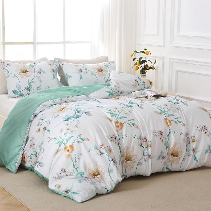 MUXHOMO Duvet Cover Queen Size, Reversible Floral Vintage Duvet Cover Set - Image 3