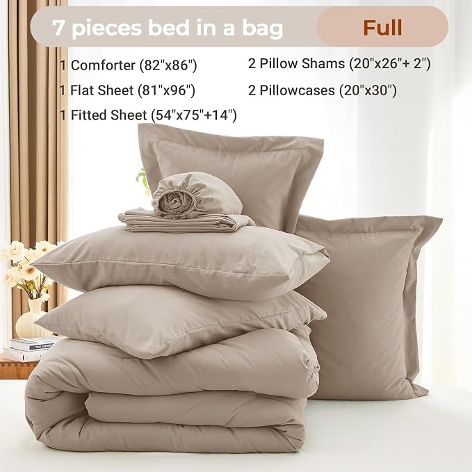 MUXHOMO 7 Pieces Full Comforter Set, Soft Bed in a Bag Full Size, All Season - Image 4