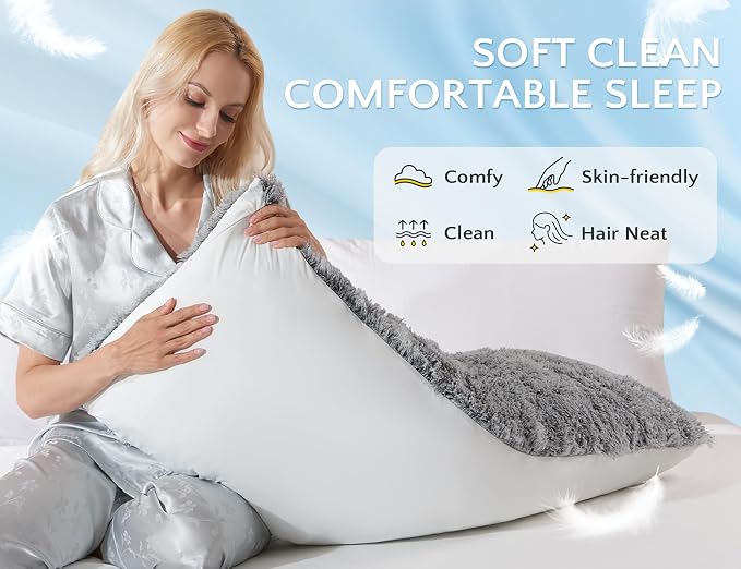 Fluffy Silk Full Body Pillow for Adults 20x54 Satin Body Pillow Cover Pillowcase - Image 8