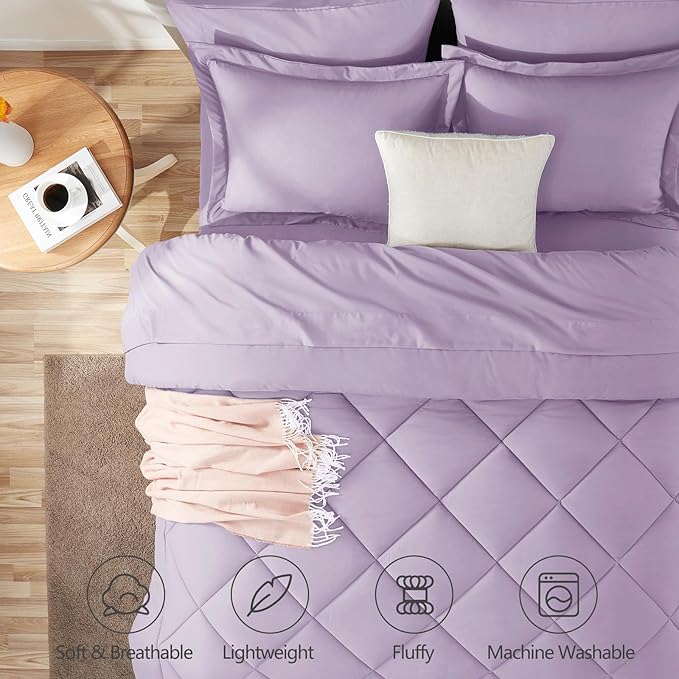 CozyLux Queen Comforter Set Light Purple - Image 2