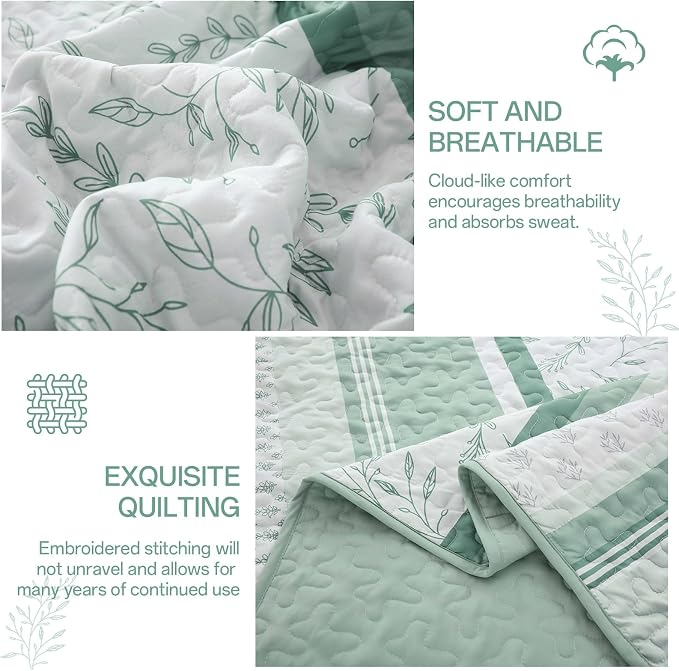 Quilt Set King Size, 3 Piece Soft Lightweight Microfiber Quilt Bedding Set - Image 5
