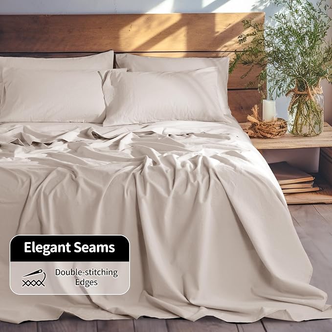 LBRO2M 100% Pure Linen Sheet Set Deep Pocket Up to 16" Bed Sheets Sets - Image 6