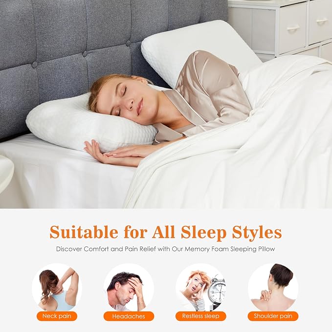 DUMOS Memory Foam Pillows for Sleeping 1 Pack, Bed Pillows for Adults - Image 5