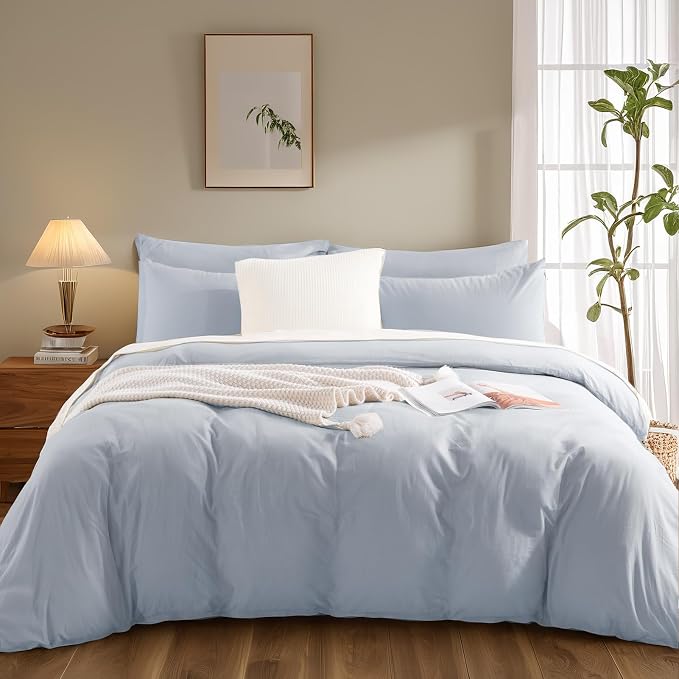 NEXHOME PRO King Duvet Cover Set, 100% Washed Cotton - Image 3
