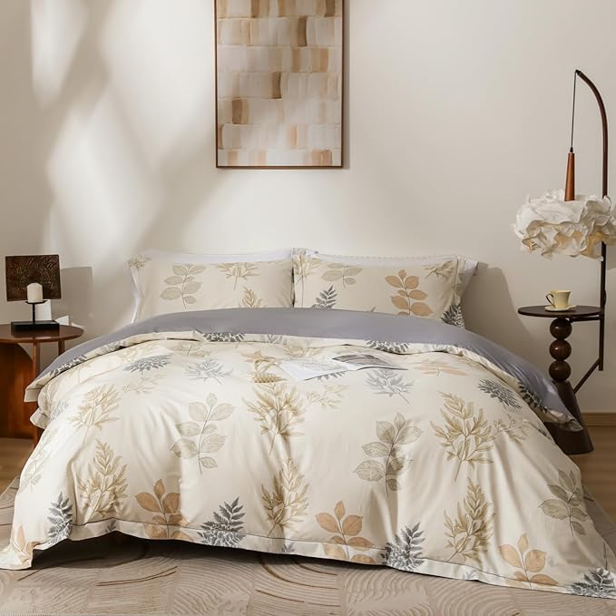 OAITE Duvet Cover Set Queen Size Floral Pattern Ultra Soft 100% Cotton Duvet by OAITE