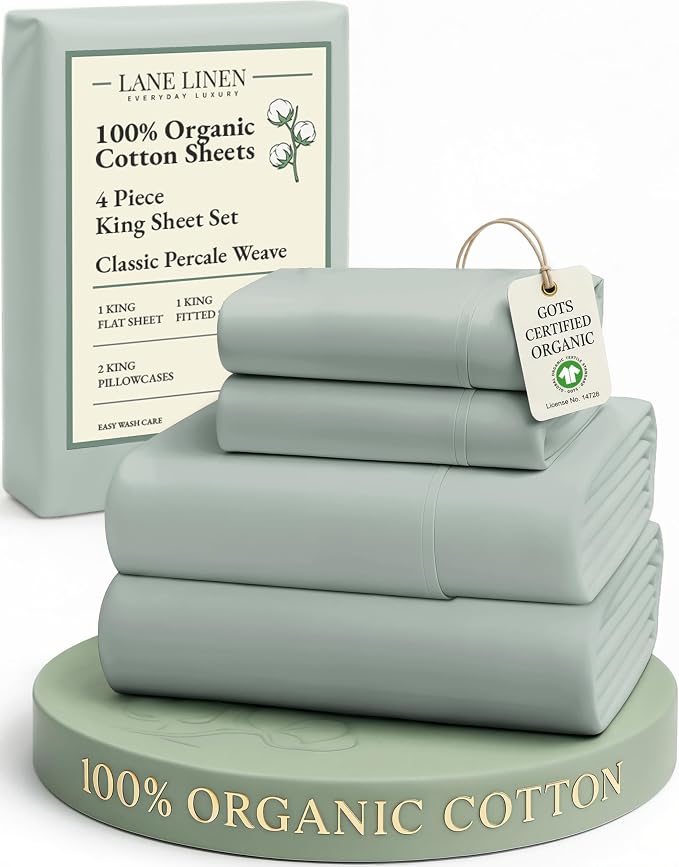 LANE LINEN 100% Organic Cotton Sheets King Size, Eco Friendly Naturally by LaneLinen