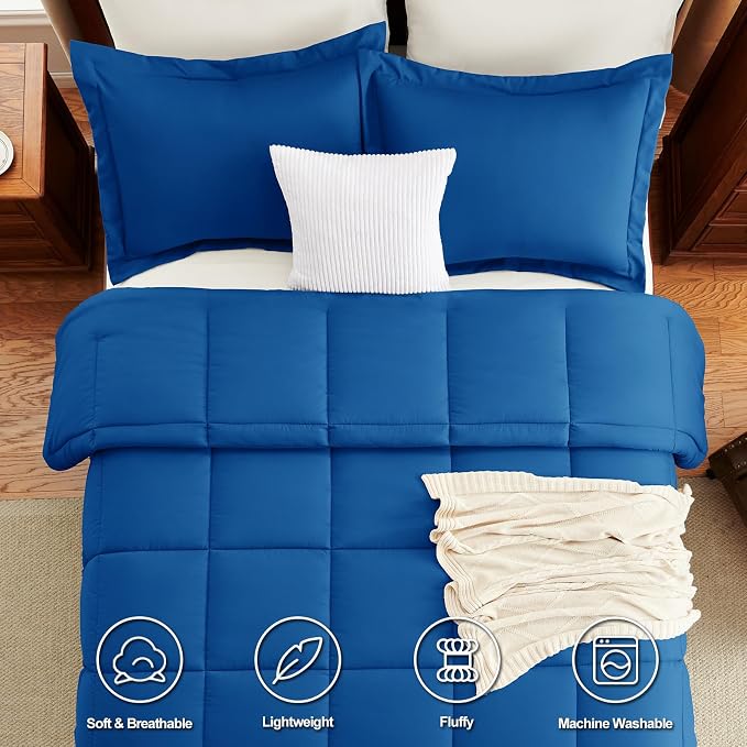 CozyLux Queen Comforter Set Classic Blue - Image 4