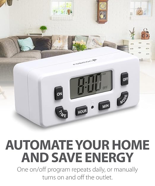 Fosmon Digital Timer for Electrical Outlets, Indoor 24 Hour Light Timer - Image 3