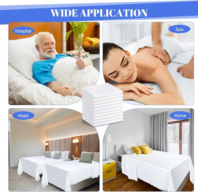Preboun 20 Pcs White Flat Sheets Bulk Twin Size Soft Microfiber Top Flat - Image 6