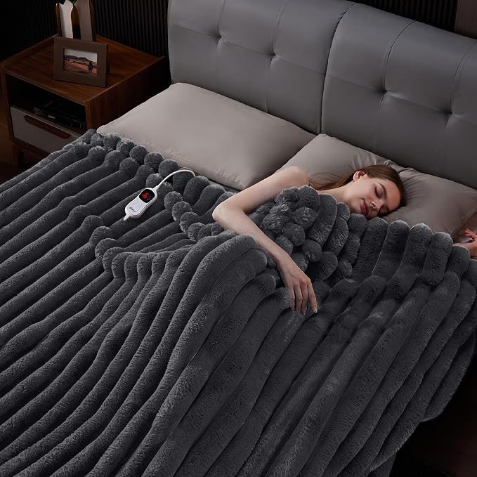 Heated Blanket Full Size, Faux Fur Cozy Heating Blanket - Image 6