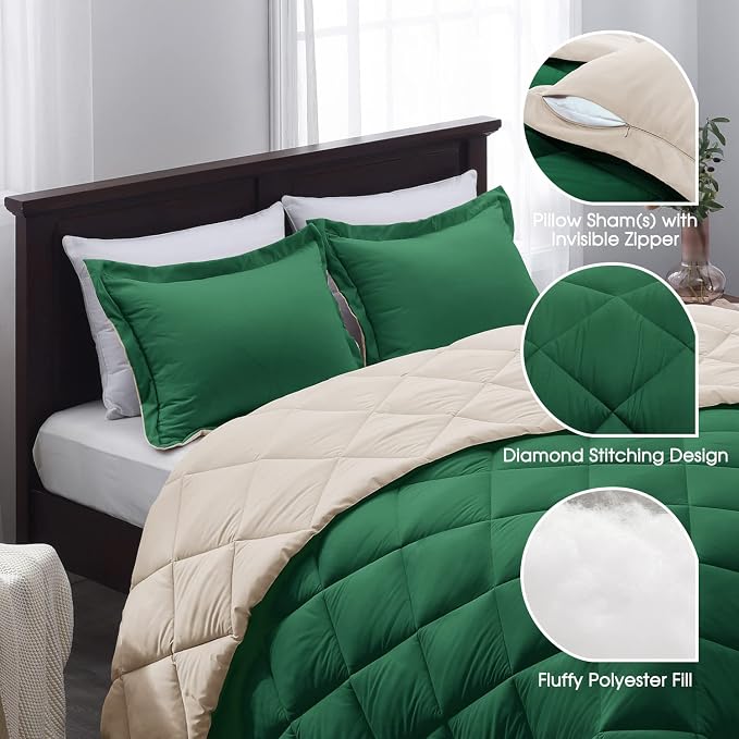 Basic Beyond - Forest Green King Size Reversible Down Alternative Bed Comforter - Image 4