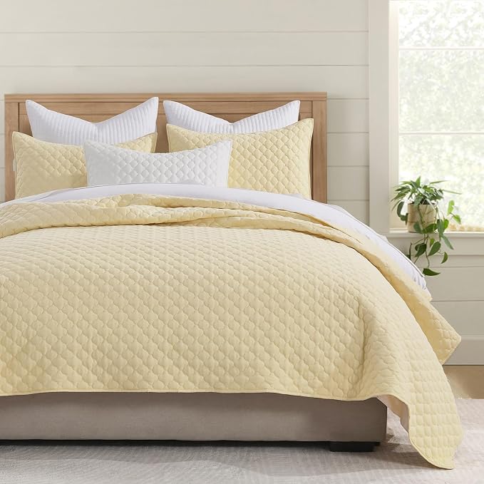 HORIMOTE HOME Quilt Twin Size Light Yellow, Lightweight Quilt by HORIMOTEHOME