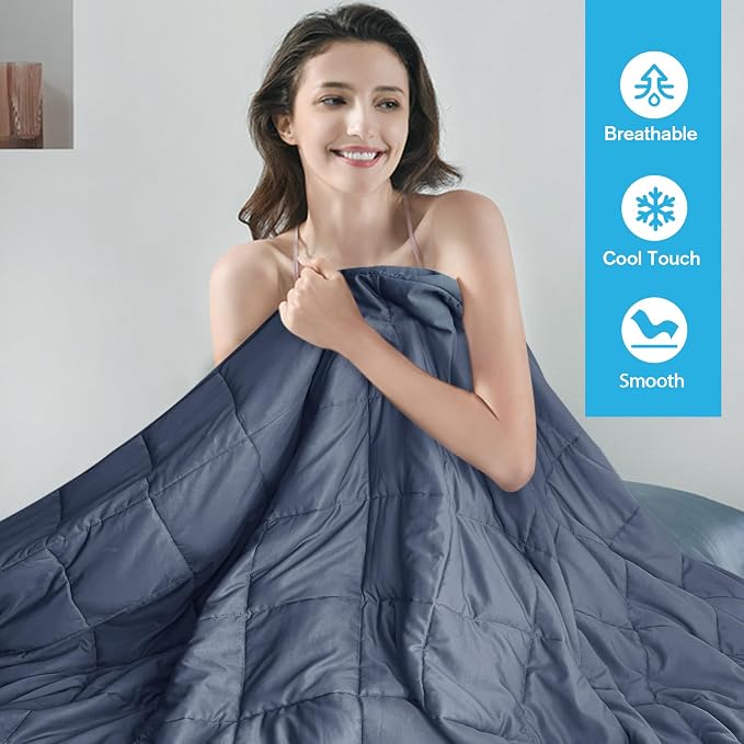 Cooling Weighted Blanket for Adults Twin Size, Breathable Heavy Microfiber - Image 3