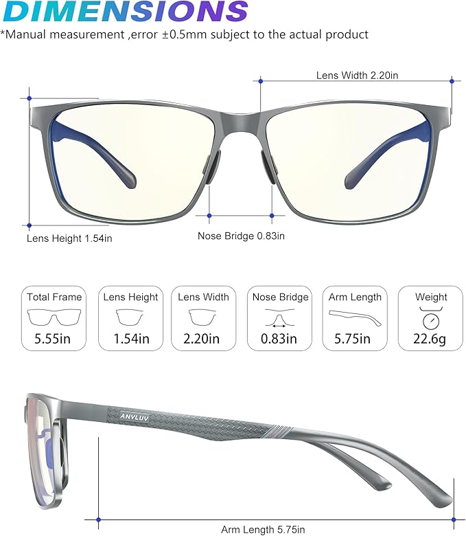 ANYLUV Blue Light Glasses Men, Relieve Eyestrain and Eye Protection, Al-Mg - Image 4