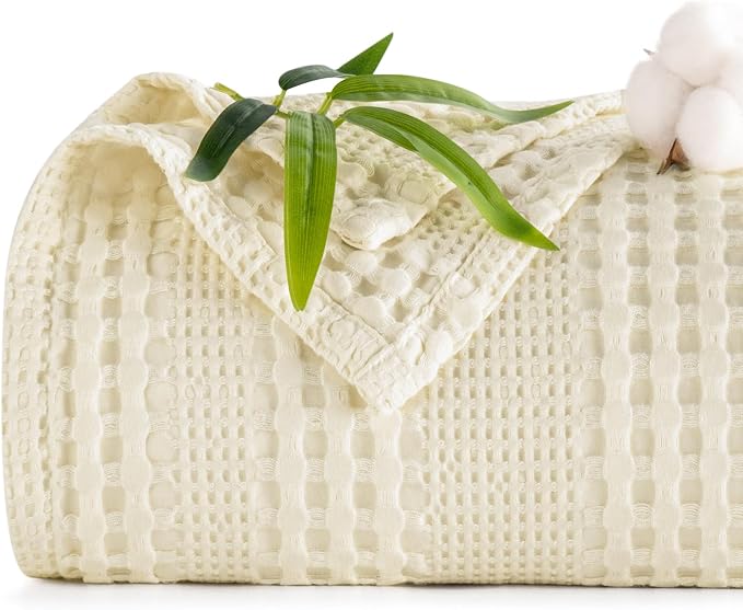 PHF Cooling Waffle Blanket California King Size, Lightweight 60% Rayon from by PHF