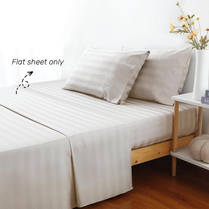 Flat Sheet Only TwinXL Size, 400 TC 100% Egyptian Cotton Flat Sheet Striped - Image 2