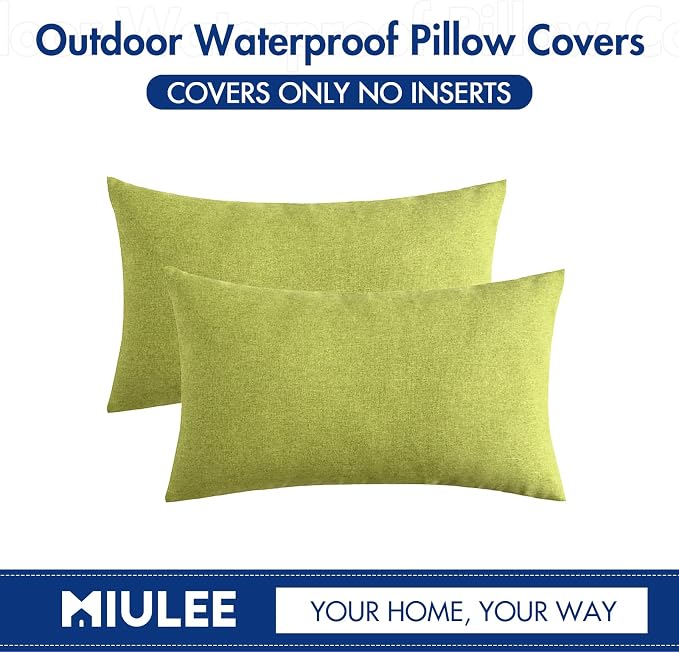 MIULEE Pack of 2 Decorative Outdoor Solid Waterproof Throw Pillow Covers Spring - Image 6