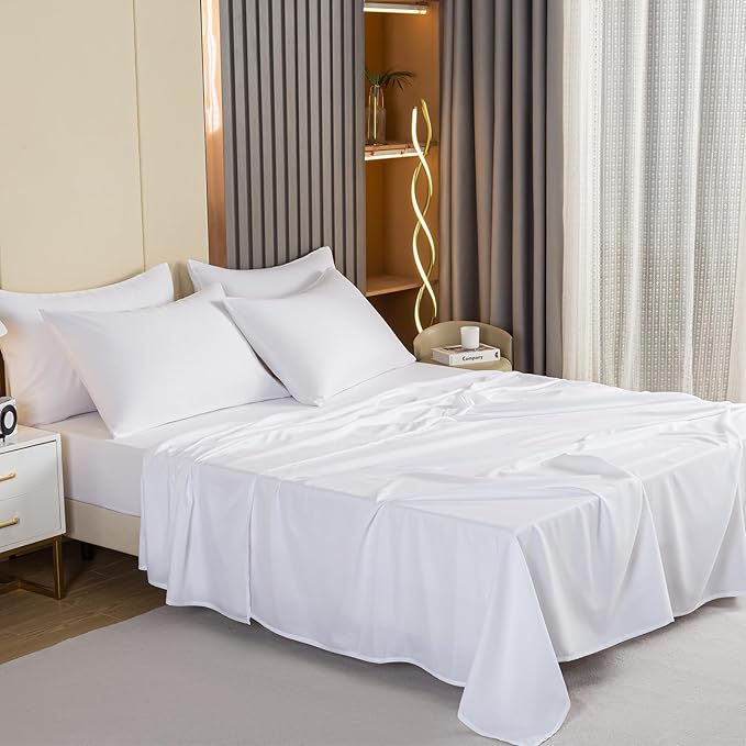 Lavisun King Size Flat Sheets Only, 6 Pack Soft Brushed Microfiber Bedding - Image 2