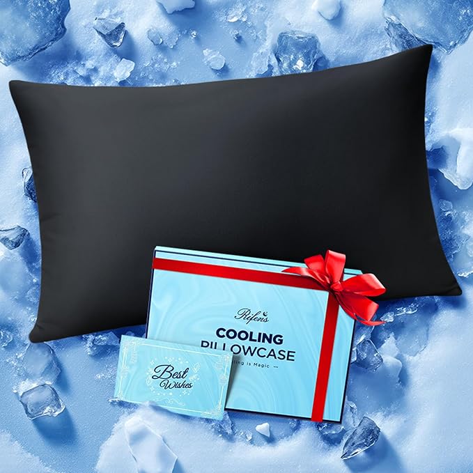 Ice Cooling Pillowcase for Hot Sleepers, Instantly Cool, Stays Cold All Night by Rifens